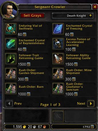 wow6.1：要塞资源可购买追随者复训物品!